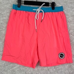 Cove Australia Quick Dry Stretch Swim Trunks‎ Neon Coral Band Size L NWOT NWD